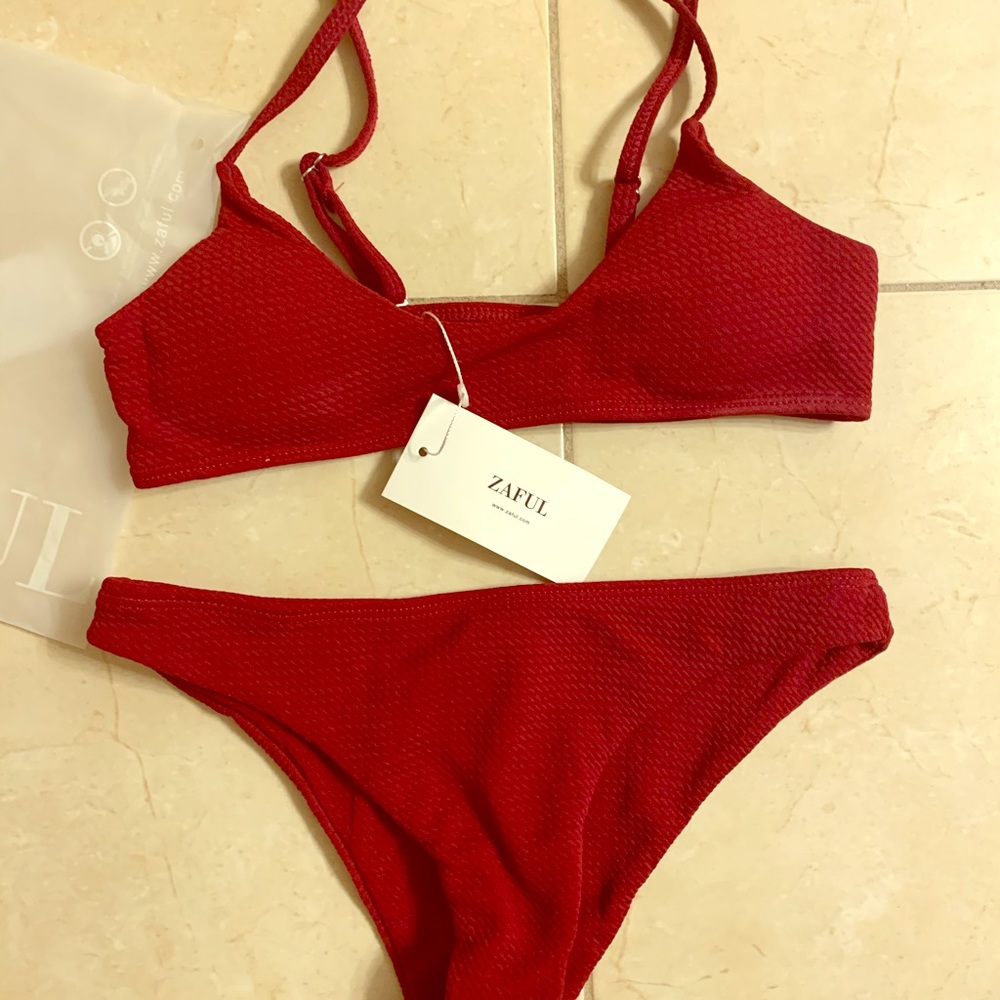 Wine Red Bikini Set